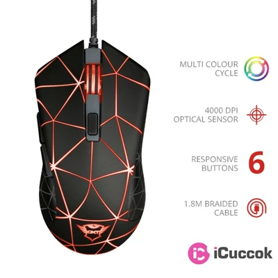 Trust GXT 133 Locx fekete gamer egér