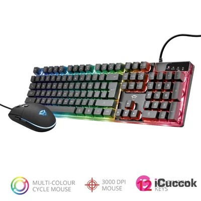 Trust GXT 838 Azor HUN fekete gamer billentyűzet + gamer egér