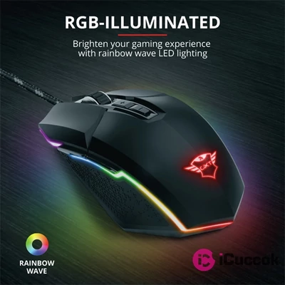 Trust GXT 950 Idon Illuminated RGB fekete gamer egér