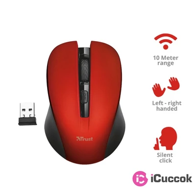 Trust Mydo Silent Click vezeték nélküli piros egér
