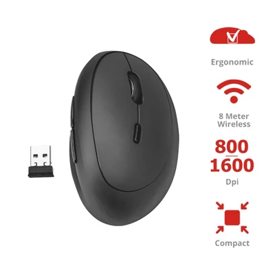 Trust Orbo Compact vezeték nélküli ergonómikus fekete egér