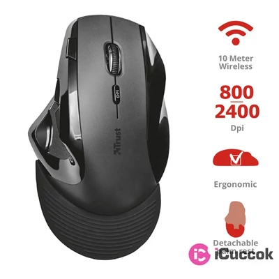 Trust Vergo vezeték nélküli ergonómikus fekete egér
