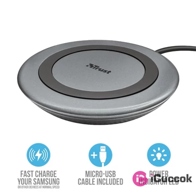 Trust Yudo10 QI 10W wireless fekete töltő