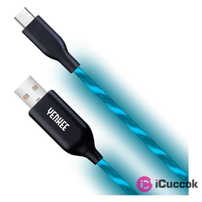 Yenkee YCU 341 BE/1m/kék/LED/USB C/szinkronizáló/töltőkábel