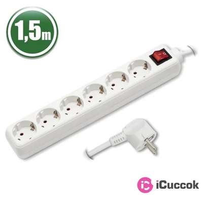 PRC 6-os  kapcsolható (1,5m) elosztó