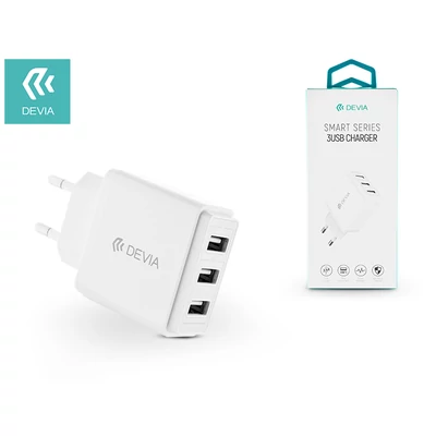 Devia univerzális USB hálózati töltő adapter 3 x USB - 5V/3,4A - Devia Smart Series 3 USB Charger - white