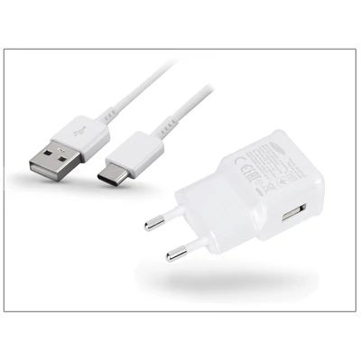 Samsung gyári USB hálózati töltő adapter + USB Type-C adatkábel - 5V/2A - EP-TA10EWE + EP-DN930CWE Type-C 2.0 white (ECO csomaglás)