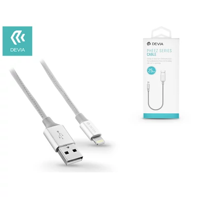 Apple iPhone Lightning USB töltő- és adatkábel 25 cm-es vezetékkel - Devia Pheez Lightning USB 2.1A - silver