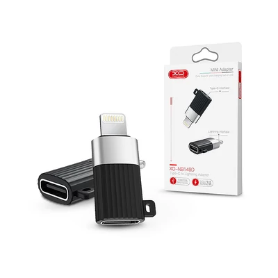 XO Type-C - Lightning adapter - XO NB149D Type-C to Lightning Adapter - 2.4A - fekete/ezüst