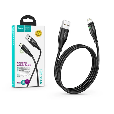 Apple iPhone Lightning USB töltő- és adatkábel 1,2 m-es vezetékkel - HOCO U93 Lightning Charging and Data Cable - 2.4A - fekete