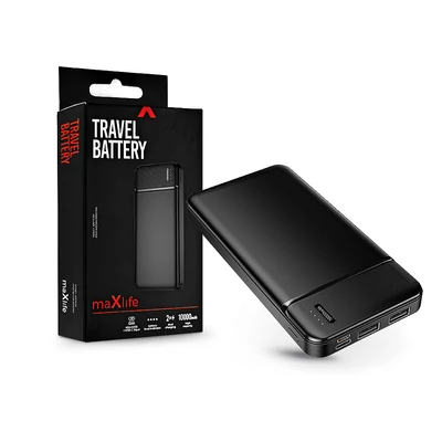 Maxlife univerzális hordozható, asztali akkumulátor töltő - Maxlife MXPB-01 Power Bank - 2xUSB + microUSB + Type-C - 10.000 mAh - fekete