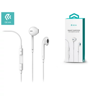 Devia univerzális sztereó felvevős fülhallgató - 3,5 mm jack - Devia Smart Earpods - white