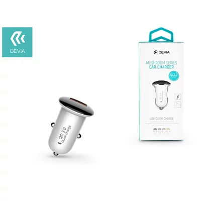 Devia USB szivargyújtós töltő adapter - 5V/3A/9V/2A/12V/1,5A - Devia Mushroom Series Car Charger - Qualcomm Quick Charge 3.0 - white/black