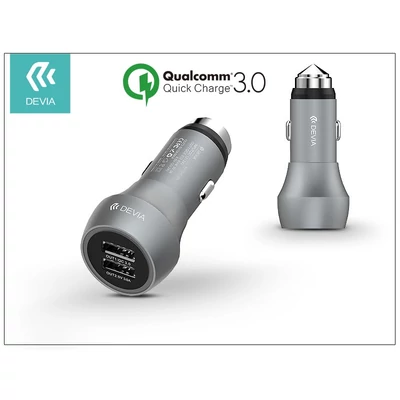 Devia Hammer Dual USB szivargyújtós töltő adapter - 5V/3A - Qualcomm Quick Charge 3.0 - grey