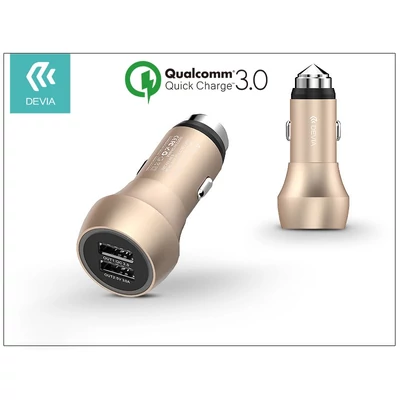Devia Hammer Dual USB szivargyújtós töltő adapter - 5V/3A - Qualcomm Quick Charge 3.0 - champagne gold