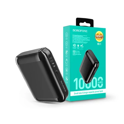 Univerzális hordozható, asztali akkumulátor töltő - Borofone BJ1 Power Bank - USB+Type-C+MicroUSB - 10.000 mAh - fekete