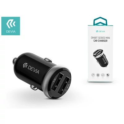 Devia Dual USB szivargyújtós töltő adapter - 5V/1A/2,4A - Devia Smart Series Mini Car Charger - black