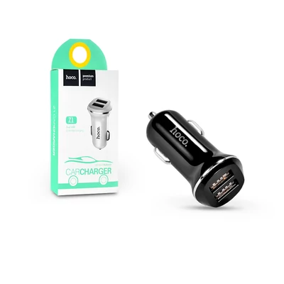 HOCO 2xUSB szivargyújtós töltő adapter - 5V/2,1A - HOCO Z1 - fekete