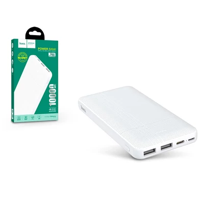 Univerzális hordozható, asztali akkumulátor töltő - HOCO J48 Nimbe Power Bank - 2xUSB+microUSB+Type-C - 10.000 mAh - fehér