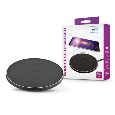 Setty Qi univerzális vezeték nélküli töltő állomás - 10W - Setty Wireless Charger - Qi szabványos - fekete