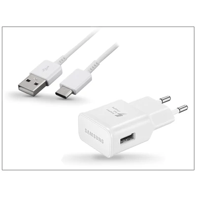 Samsung gyári USB hálózati töltő adapter + USB Type-C adatkábel - 5V/2A - EP-TA20EWE + EP-DN930CWE Type-C 2.0 white (ECO csomaglás)