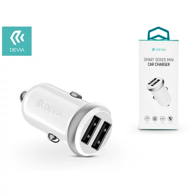 Devia Dual USB szivargyújtós töltő adapter - 5V/1A/2,4A - Devia Smart Series Mini Car Charger - white
