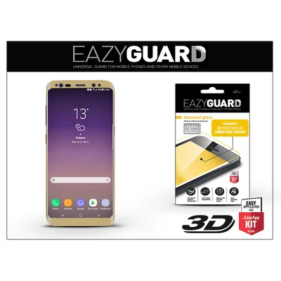 Samsung G955F Galaxy S8 Plus gyémántüveg képernyővédő fólia - Diamond Glass 3D Fullcover - gold