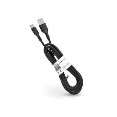 USB - USB Type-C adat- és töltőkábel 2 m-es erős textil vezetékkel - C279 USB to Type-C Cable - 2A - fekete - ECO csomagolás