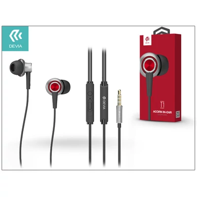 Devia univerzális sztereó felvevős fülhallgató - 3,5 mm jack - Devia Acorn T1 In-Ear Headphones - red