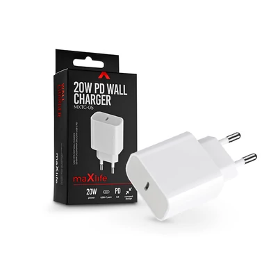 Maxlife hálózati töltő adapter Type-C bemenettel - 20W - Maxlife MXTC-05 Wall Charger PD3.0  - fehér