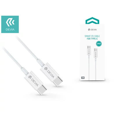 USB Type-C - USB Type-C adat- és töltőkábel 1 m-es vezetékkel - Devia Smart PD Cable for Type-C - 3A - white
