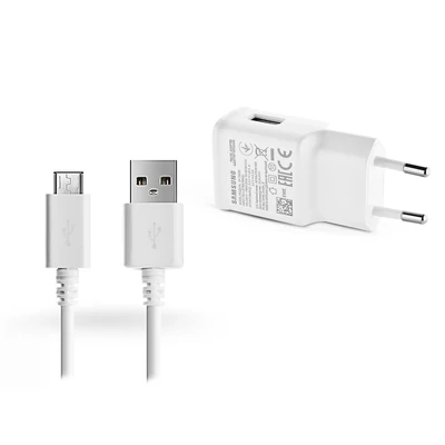 Samsung gyári USB hálózati töltő adapter + micro USB adatkábel - 5V/2A - EP-TA200EWE + ECB-DU68WE white (ECO csomaglás)