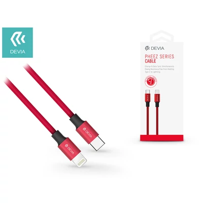 USB Type-C - Lightning adat- és töltőkábel 1 m-es vezetékkel - Devia Pheez Series USB Type-C to Lightning Cable - red