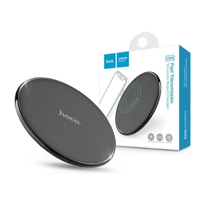 HOCO Qi univerzális vezeték nélküli töltő állomás - 5V/2A - HOCO CW6 Fast Transmission Wireless Rapid Charger - fekete - Qi szabványos