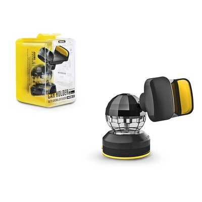 Univerzális PDA/GSM autós tartó illatosító tartállyal - Remax RM-C35 with Aroma Diffuser - black/yellow