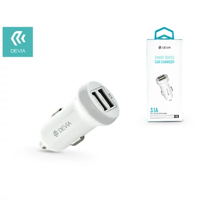 Devia Smart Dual USB szivargyújtós töltő adapter - Devia Smart Series Car Charger - 5V/3,1A - white