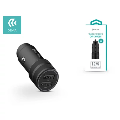 Devia Dual USB szivargyújtós töltő adapter - 5V/2,4A - Devia Traveller Series Car Charger - black