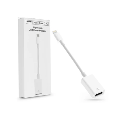 Utángyártott OTG adapter Lightning - USB-A csatlakozóval - fehér