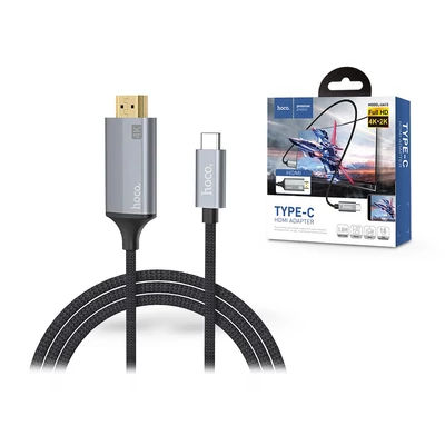 HOCO Type-C + HDMI kábel 1,8 m-es vezetékkel - HOCO UA13 Type-C to HDMI Adapter Full HD/4K - szürke/fekete
