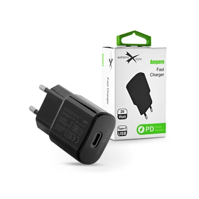 Extreme hálózati töltő adapter Type-C bemenettel - 20W - Extreme LAD0296 PD - fekete