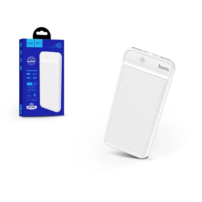 Univerzális hordozható, asztali akkumulátor töltő - HOCO J52 Power Bank - 2xUSB+microUSB+Type-C - 10.000 mAh - fehér