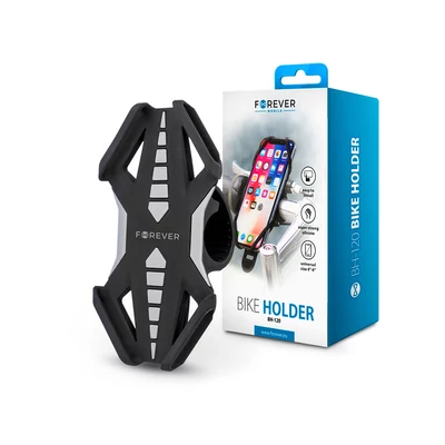 Univerzális kerékpárra szerelhető telefontartó 4-6" méretű készülékekhez - Forever BH-120 Bike Holder - fekete/szürke