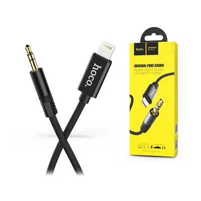 Lightning - 3,5 mm jack audio kábel 1 m-es vezetékkel - HOCO UPA13 Lightning Digital Audio Conversion Cable - fekete