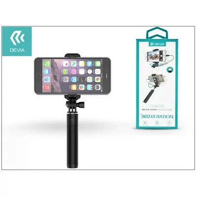 Devia 360 iPhone Rotation Selfie Holder szelfi bot exponáló gombbal, Lightning csatlakozóval - fekete