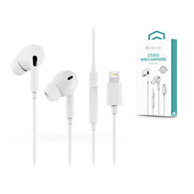 Devia univerzális sztereó felvevős fülhallgató - Lightning/Bluetooth - Devia Smart Series Stereo Wired Earphone - white