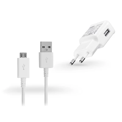 Samsung gyári USB hálózati töltő adapter + micro USB adatkábel - 5V/2A - EP-TA12EWE + ECB-DU68WE white (ECO csomaglás)