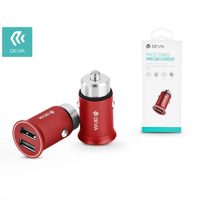 Devia Dual USB szivargyújtós töltő adapter - 5V/3,4A - Devia Pheez Series Mini Car Charger - red
