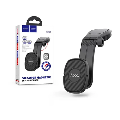 Univerzális műszerfalra helyezhető mágneses PDA/GSM autós tartó - HOCO CA61 Six Super Magnetic Holder - fekete