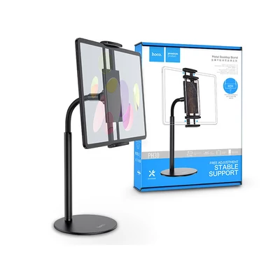 HOCO univerzális asztali telefon/tablet tartó 4,7-10" méretű készülékhez - HOCO PH30 Metal Desktop Stand - fekete