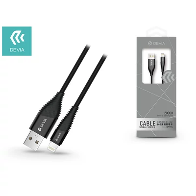 Apple iPhone 5/5S/5C/SE/iPad 4/iPad Mini USB töltő- és adatkábel - 1,5 m-es vezetékkel - Devia Tornado Lightning - black